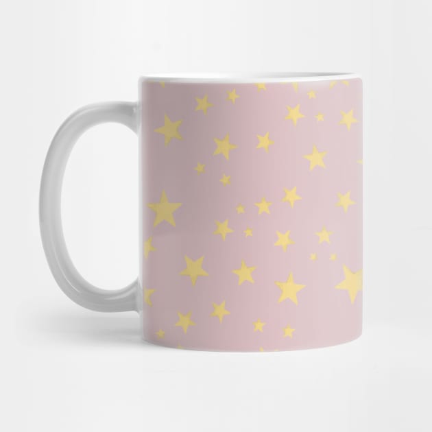 Shining yellow gold stars pink pattern by GULSENGUNEL